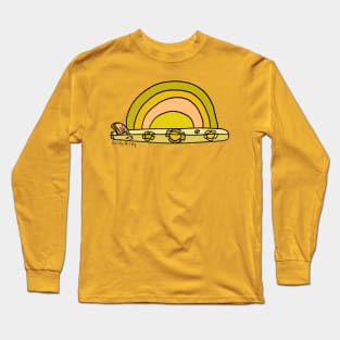 Single Fin Longboard Radiating Good Vibes Long Sleeve T-Shirt